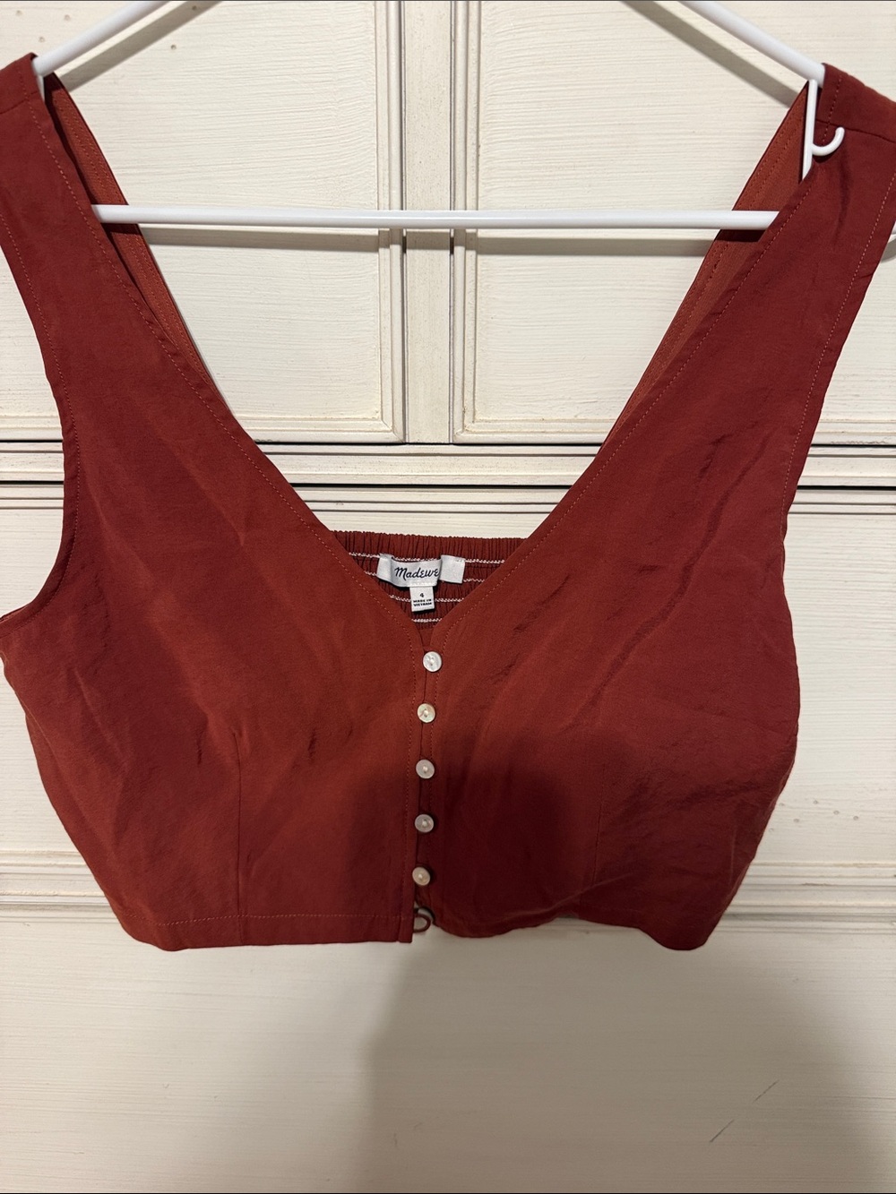 Madewell Women's Rust Red Button-Front Crop Top